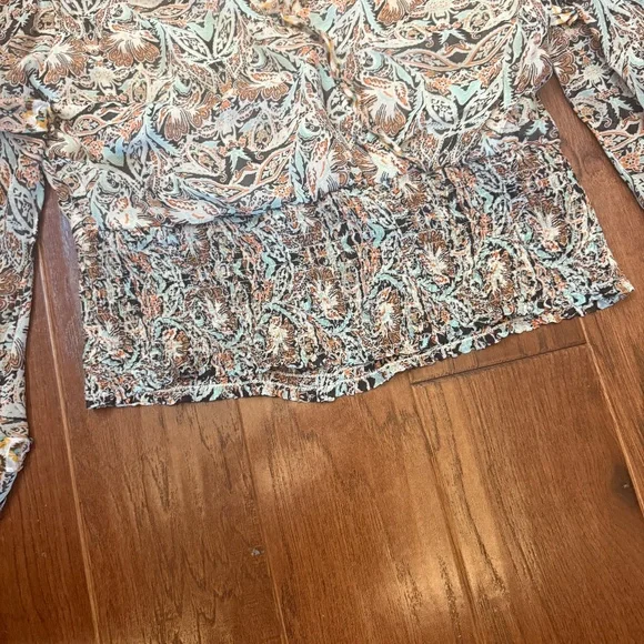 Anthropologie Crop Top Blouse Peasant Surplice V-neck Long Sleeve Boho Small - Picture 4 of 4